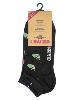 Charro Confezione da 3 paia di calze corte sneakers da donna in cotone