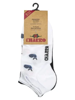Charro Confezione da 3 paia di calze corte sneakers da donna in cotone