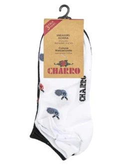 Charro Confezione da 3 paia di calze corte sneakers da donna in cotone