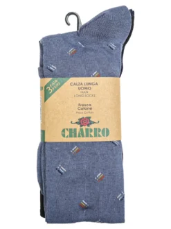 Charro Confezione da 3 paia di calze lunghe da uomo in cotone