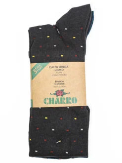 Charro Confezione da 3 paia di calze lunghe da uomo in fresco cotone