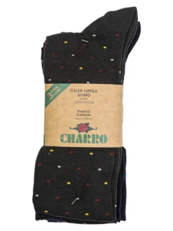 Charro Confezione da 3 paia di calze lunghe da uomo in fresco cotone
