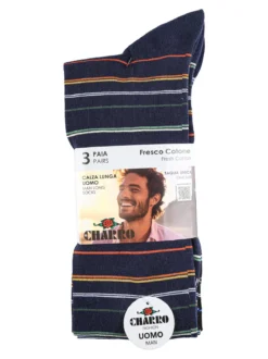 Charro Confezione da 3 paia di calze lunghe uomo a righe