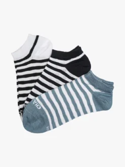 Charro Confezione da 3 paia di calze sneakers a righe da donna in cotone