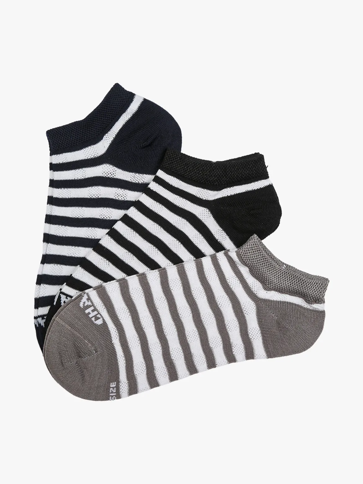 Charro Confezione da 3 paia di calze sneakers a righe da donna in cotone