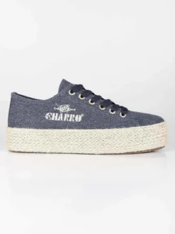 Charro Scarpe in tela jeans con platform in corda