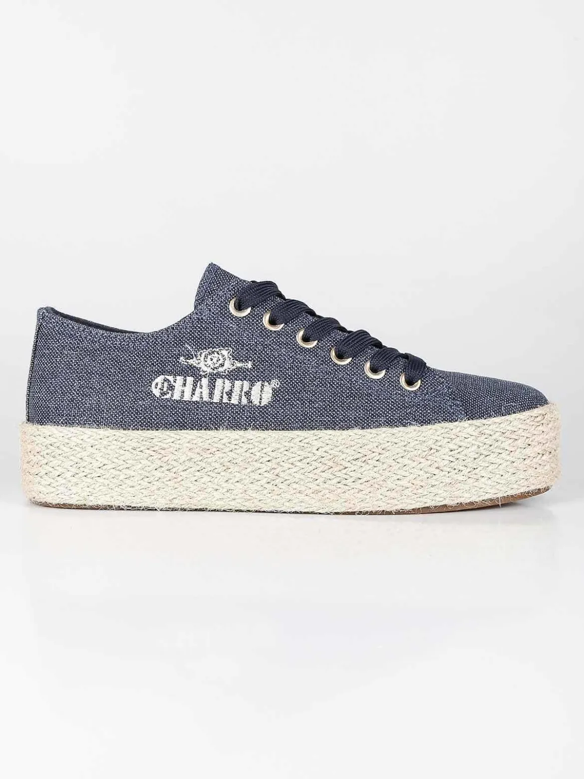 Charro Scarpe in tela jeans con platform in corda
