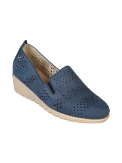 Cinzia Mocassini da donna in pelle nubuck con zeppa