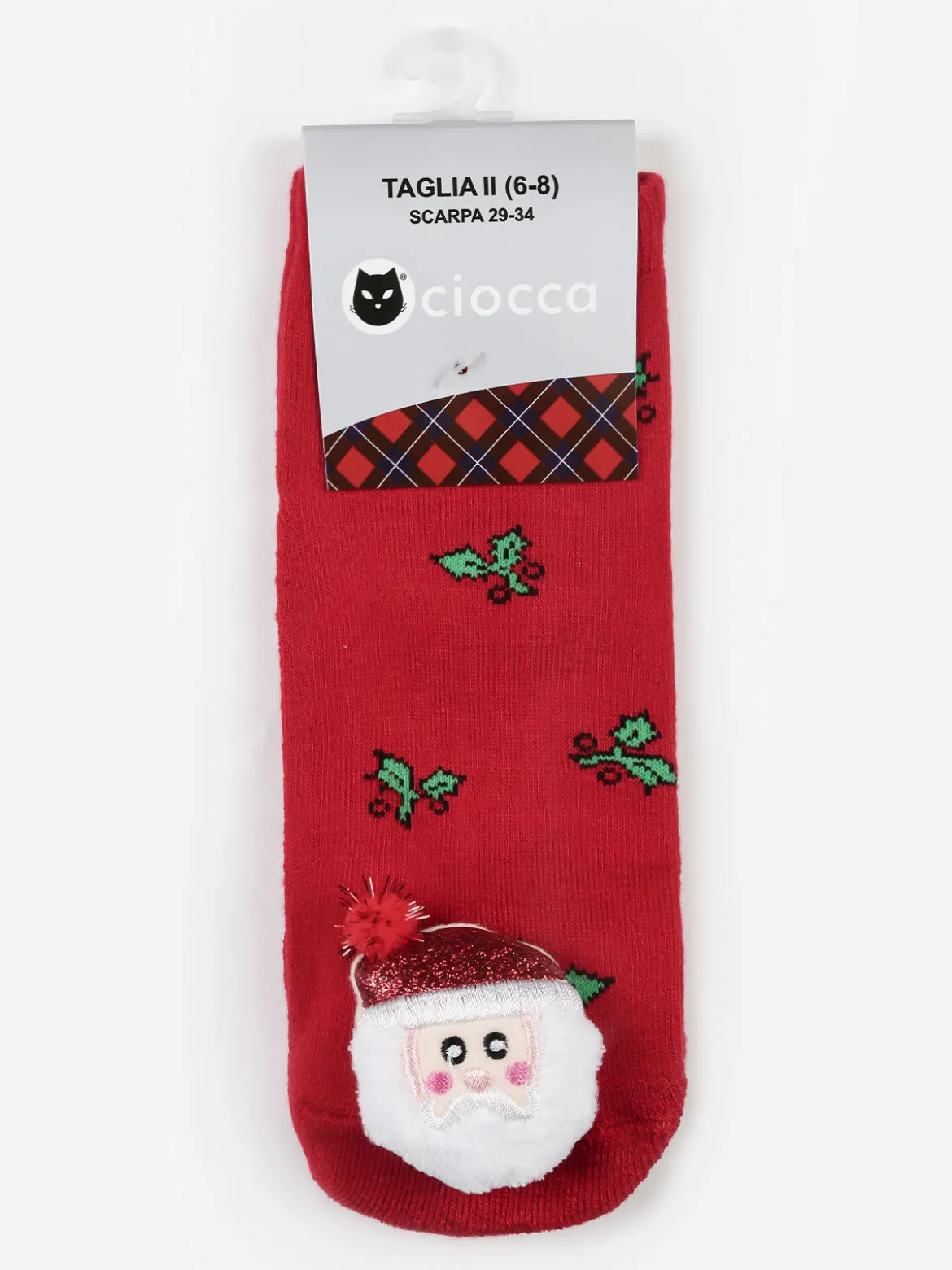 Ciocca Calze antiscivolo Babbo Natale rosse