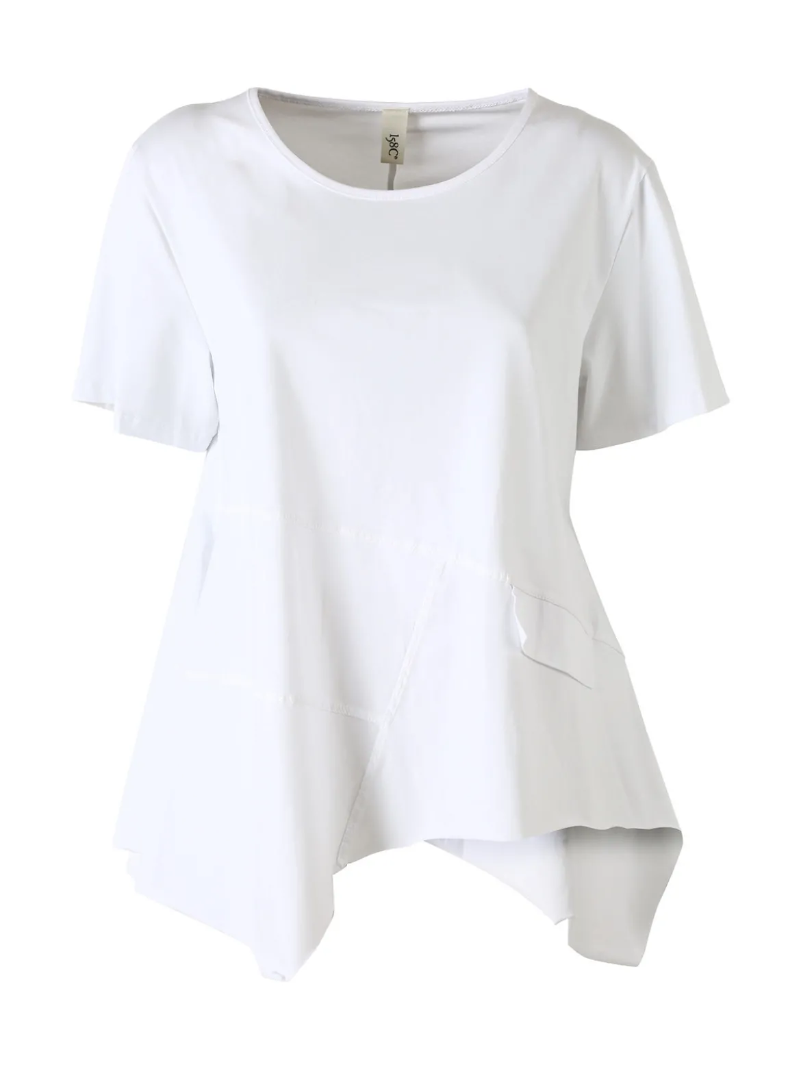 158c Maxi t-shirt donna in cotone asimmetrica - bianco