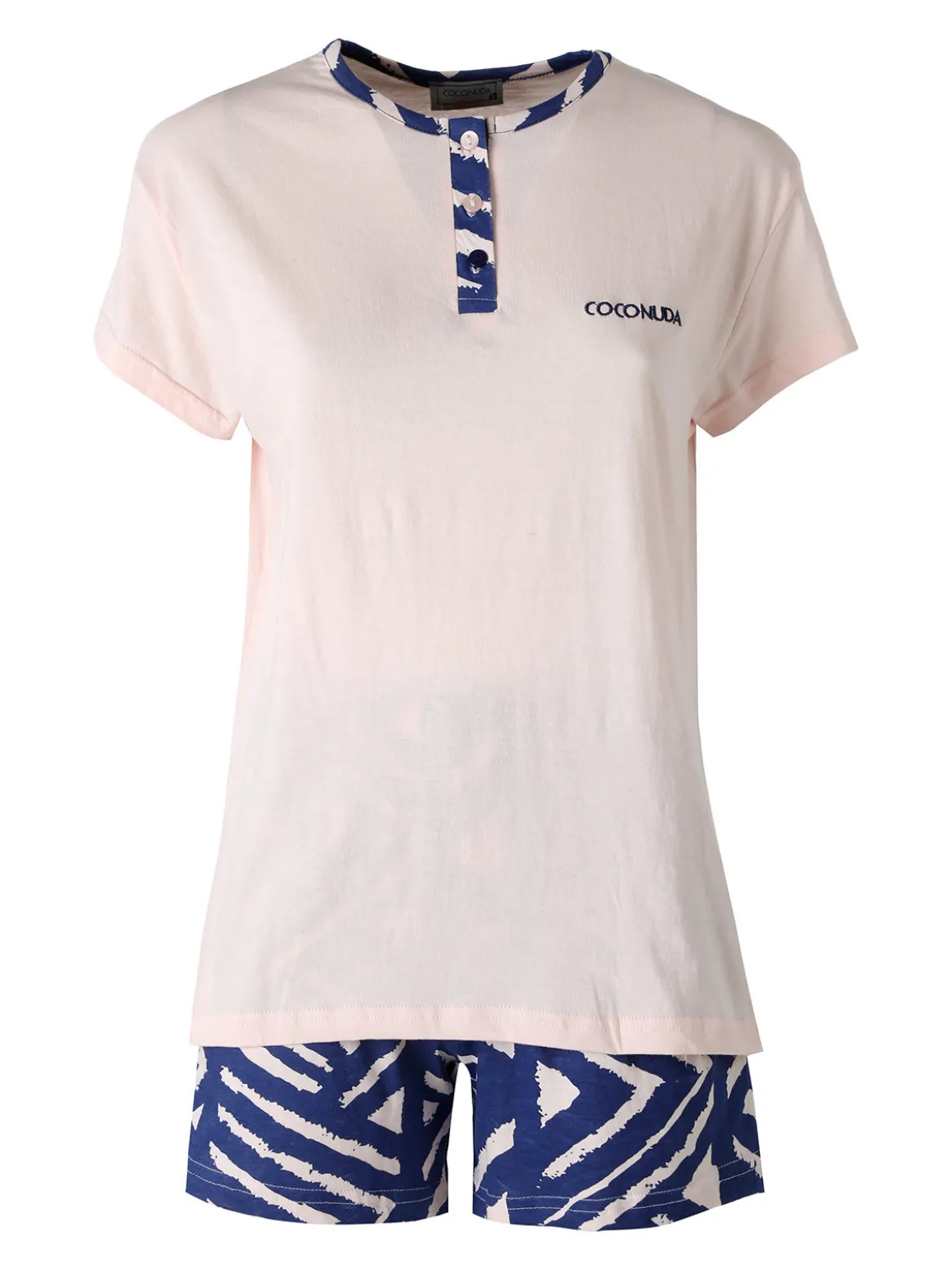 Coconuda Pigiama corto da donna in cotone con t-shirt e shorts a stampa - rosa