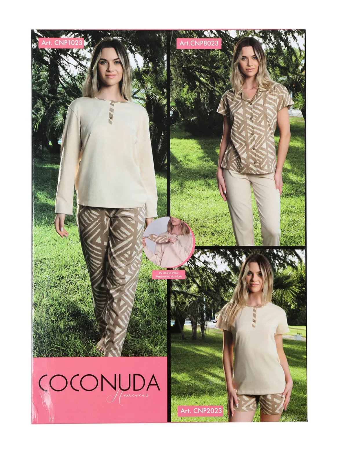 Coconuda Pigiama corto da donna in cotone con t-shirt e shorts a stampa - rosa