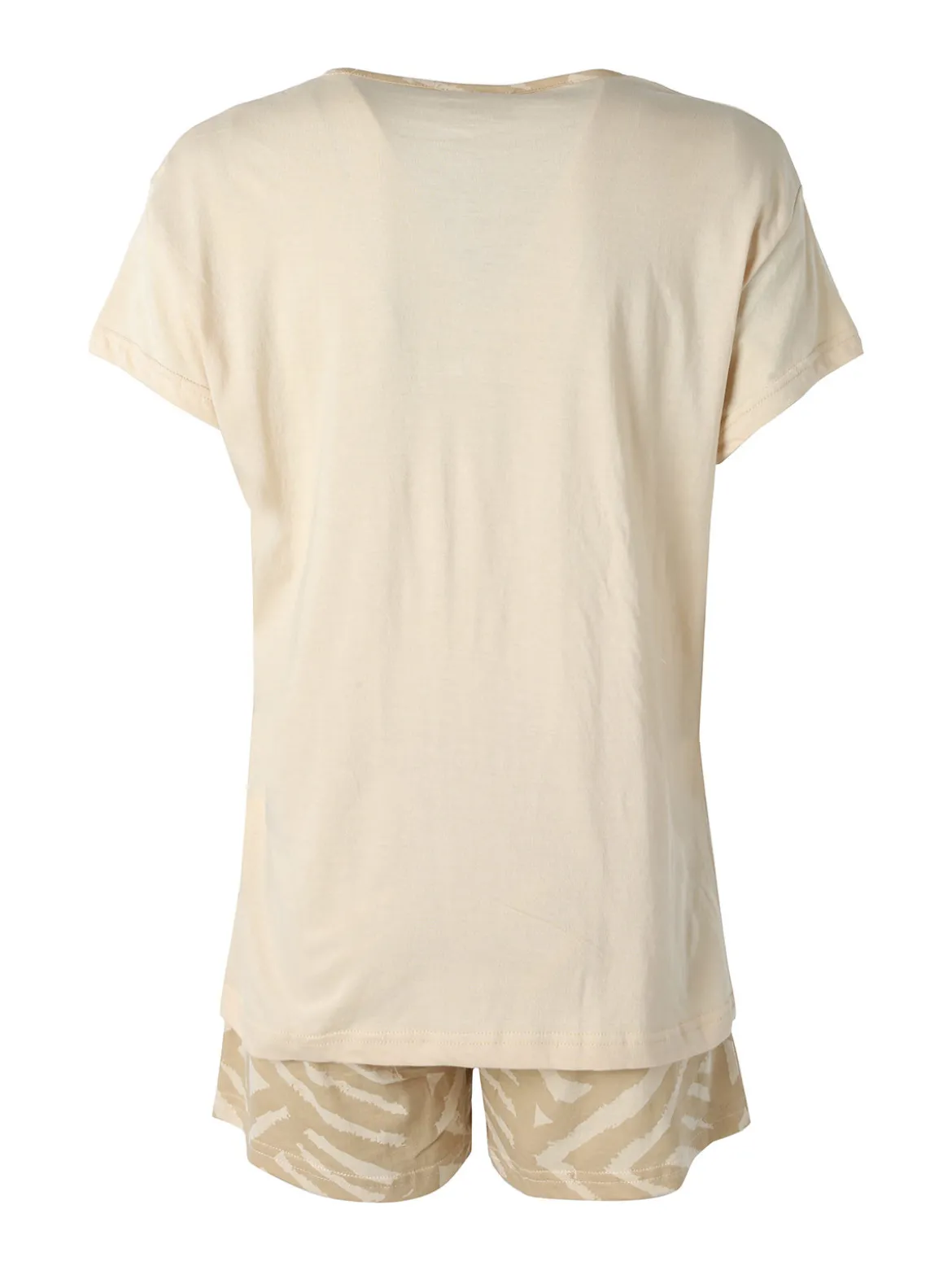 Coconuda Pigiama corto da donna in cotone con t-shirt e shorts a stampa - beige