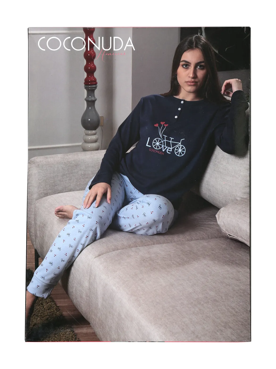 Coconuda Pigiama donna in cotone con stampe - verde scuro