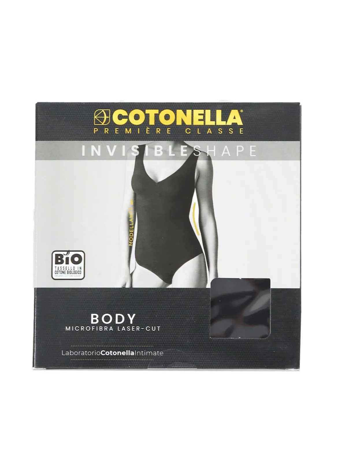 Cotonella AD691 Body donna invisibile in microfibra taglio laser - nero