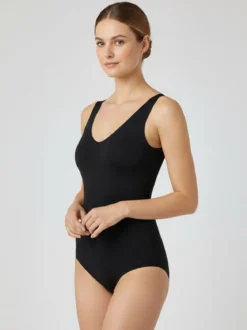 Cotonella AD691 Body donna invisibile in microfibra taglio laser - nero