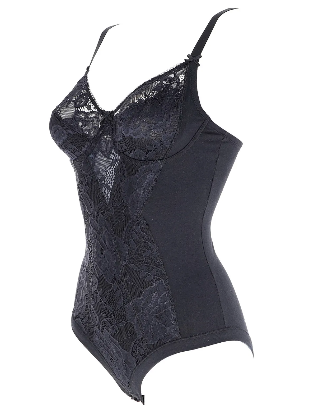 Cotonella CD521C Body donna in pizzo con ferretto coppa C - nero