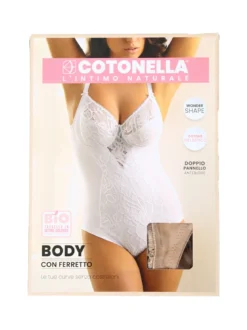 Cotonella CD521C Body donna in pizzo con ferretto coppa C - nero