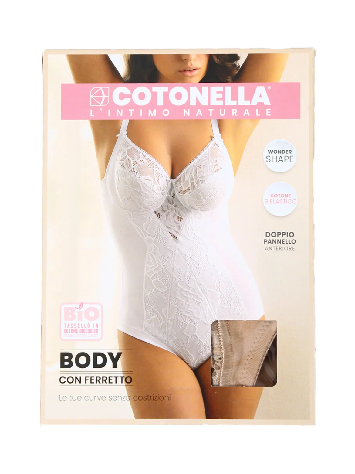 Cotonella CD521C Body donna in pizzo con ferretto coppa C - nero