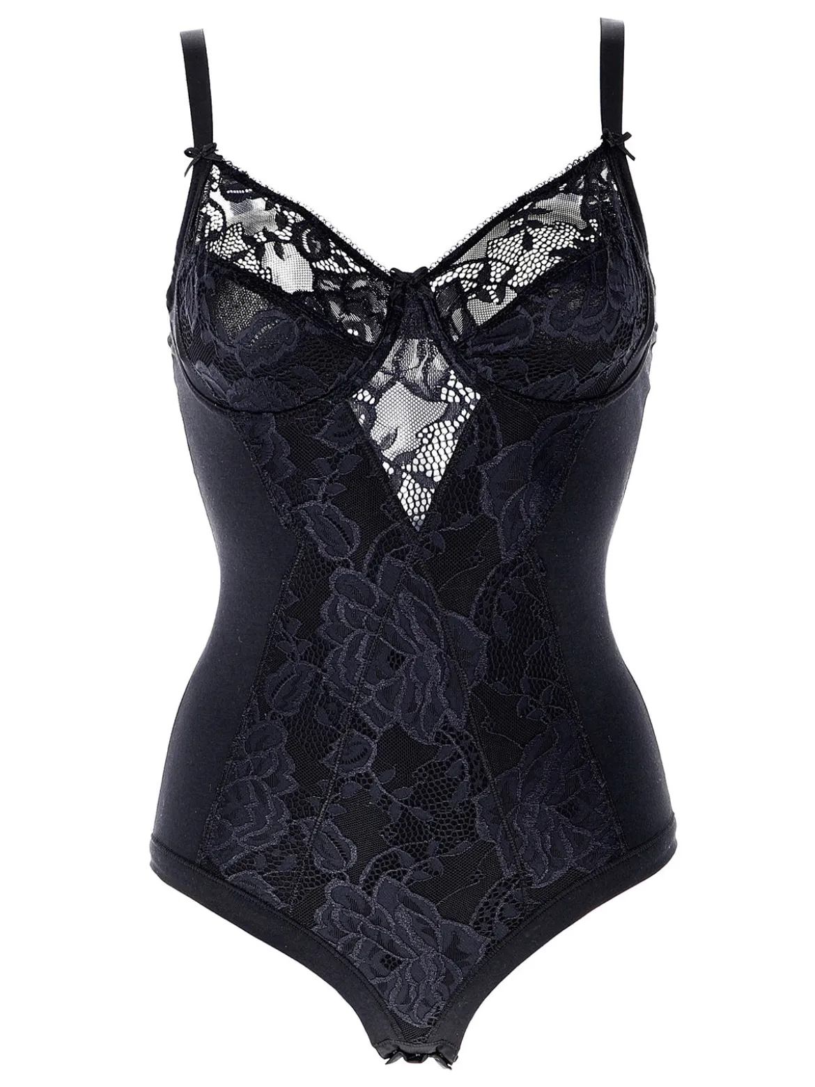 Cotonella CD521C Body donna in pizzo con ferretto coppa C - nero