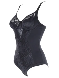 Cotonella CD521D Body donna in pizzo con ferretto coppa D - nero