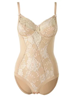 Cotonella CD521D Body donna in pizzo con ferretto coppa D - nudo