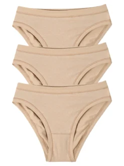 Cotonella Confezione da 3 slip donna in cotone bielastico - sabbia