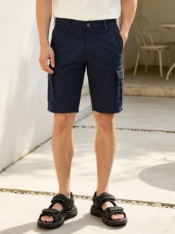 Cotton Belt Bermuda cargo da uomo in cotone stretch - blu