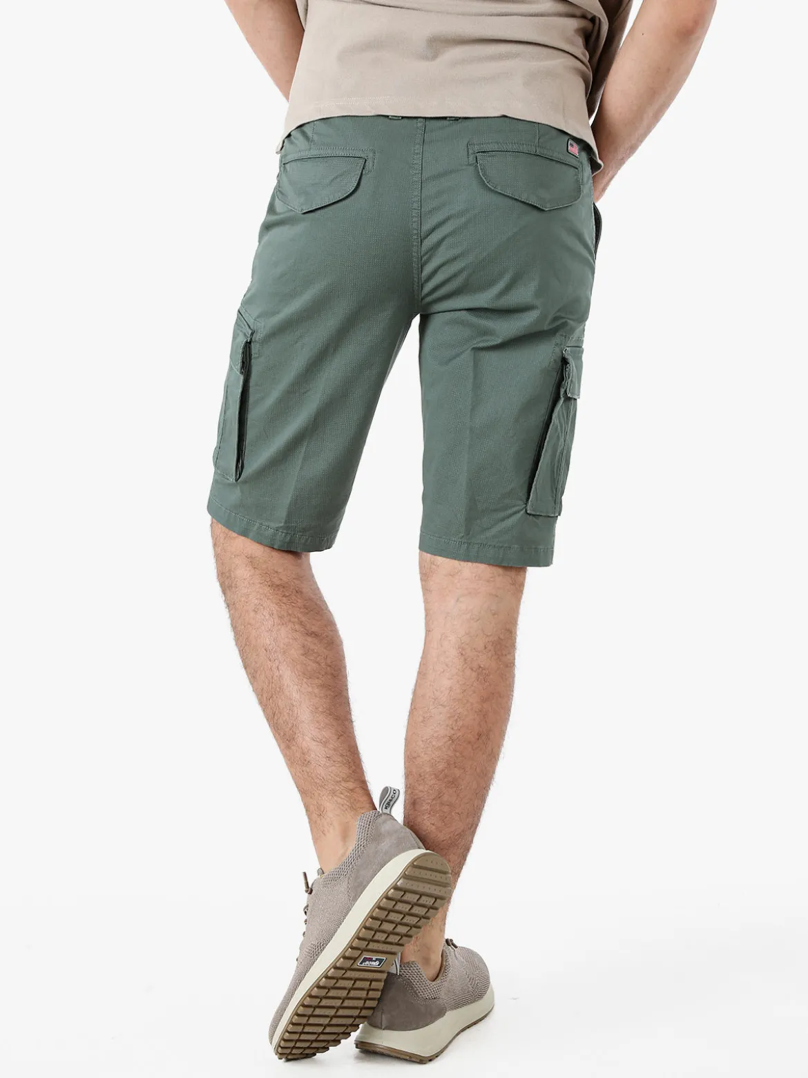 Cotton Belt Bermuda cargo da uomo in cotone stretch - verde