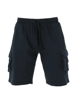 Cotton Belt Bermuda da uomo in cotone con tasconi laterali e coulisse - blu