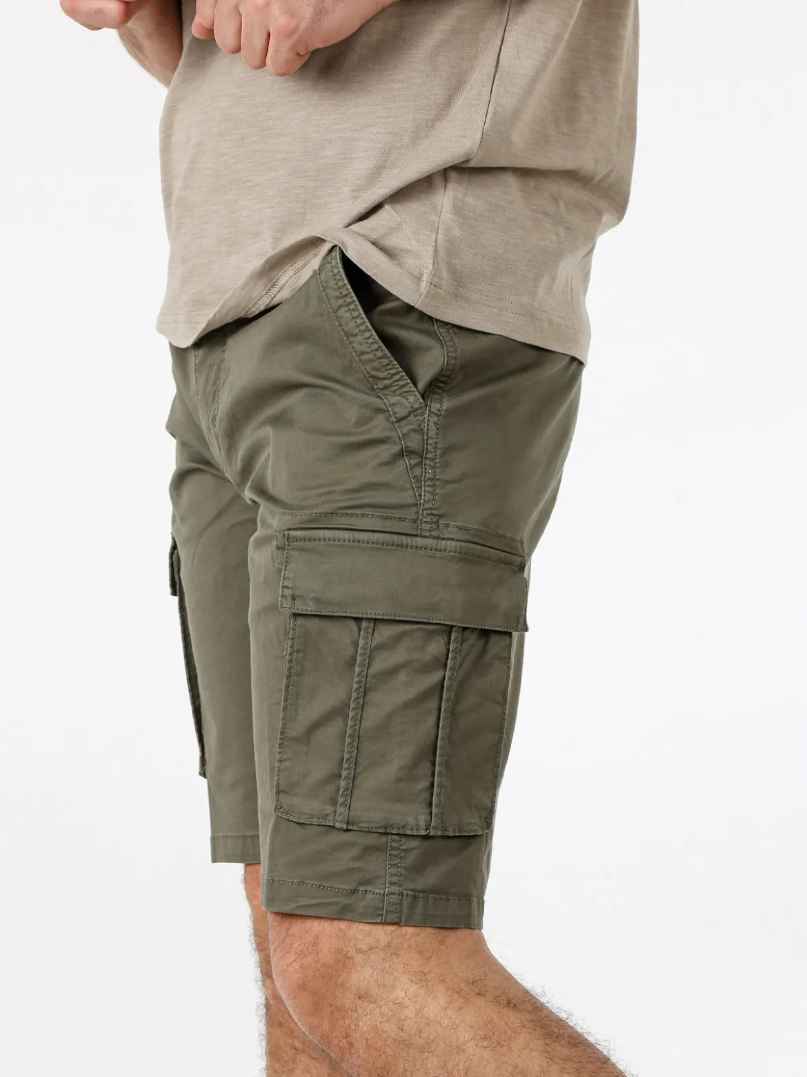 Cotton Belt Bermuda da uomo in cotone stretch con tasconi - militare
