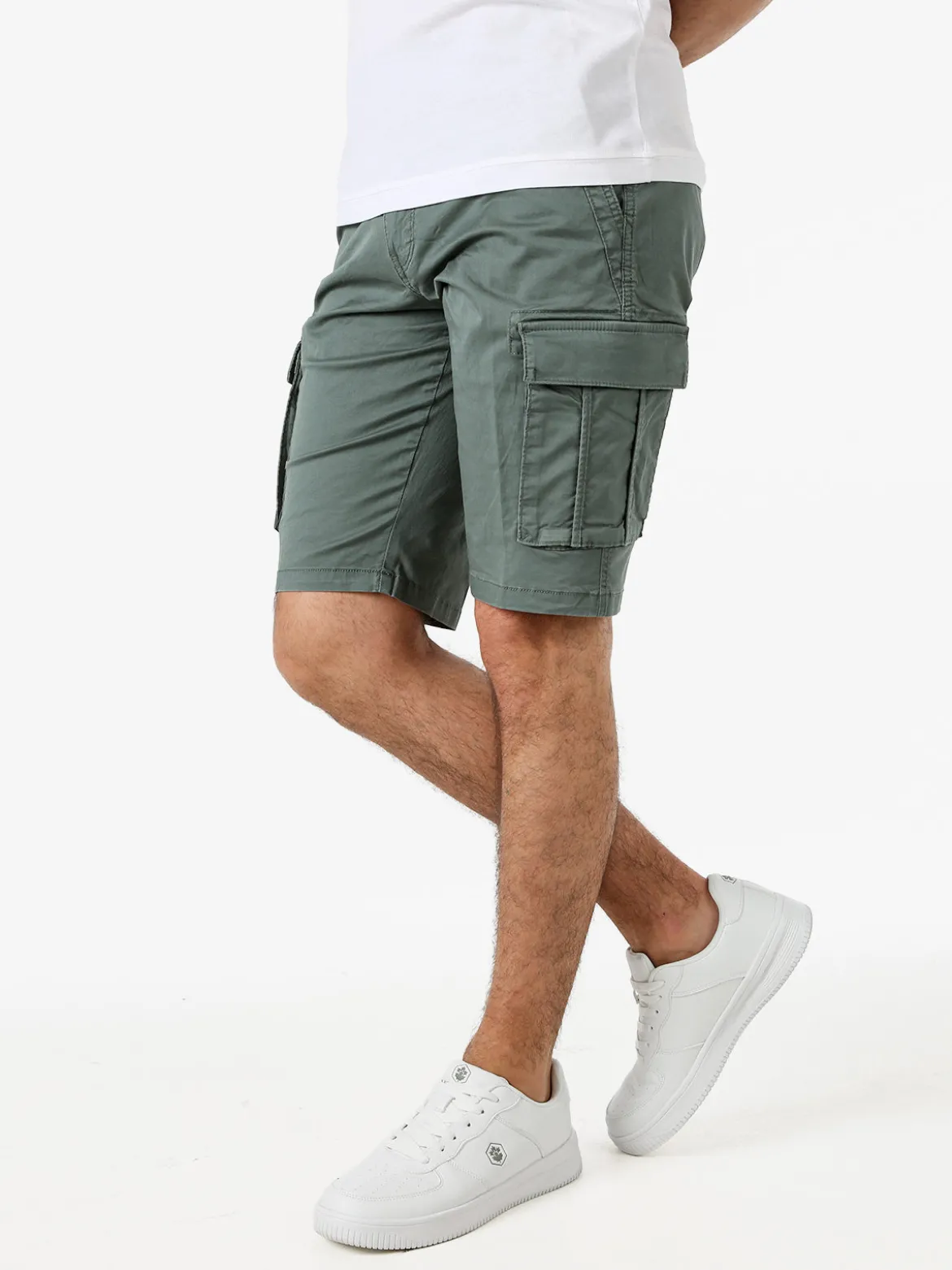 Cotton Belt Bermuda da uomo in cotone stretch con tasconi - verde