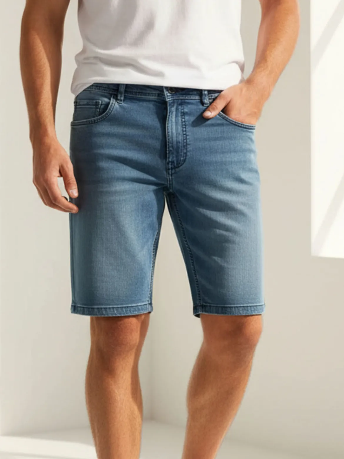 Cotton Belt Bermuda da uomo in jeans stretch - jeans