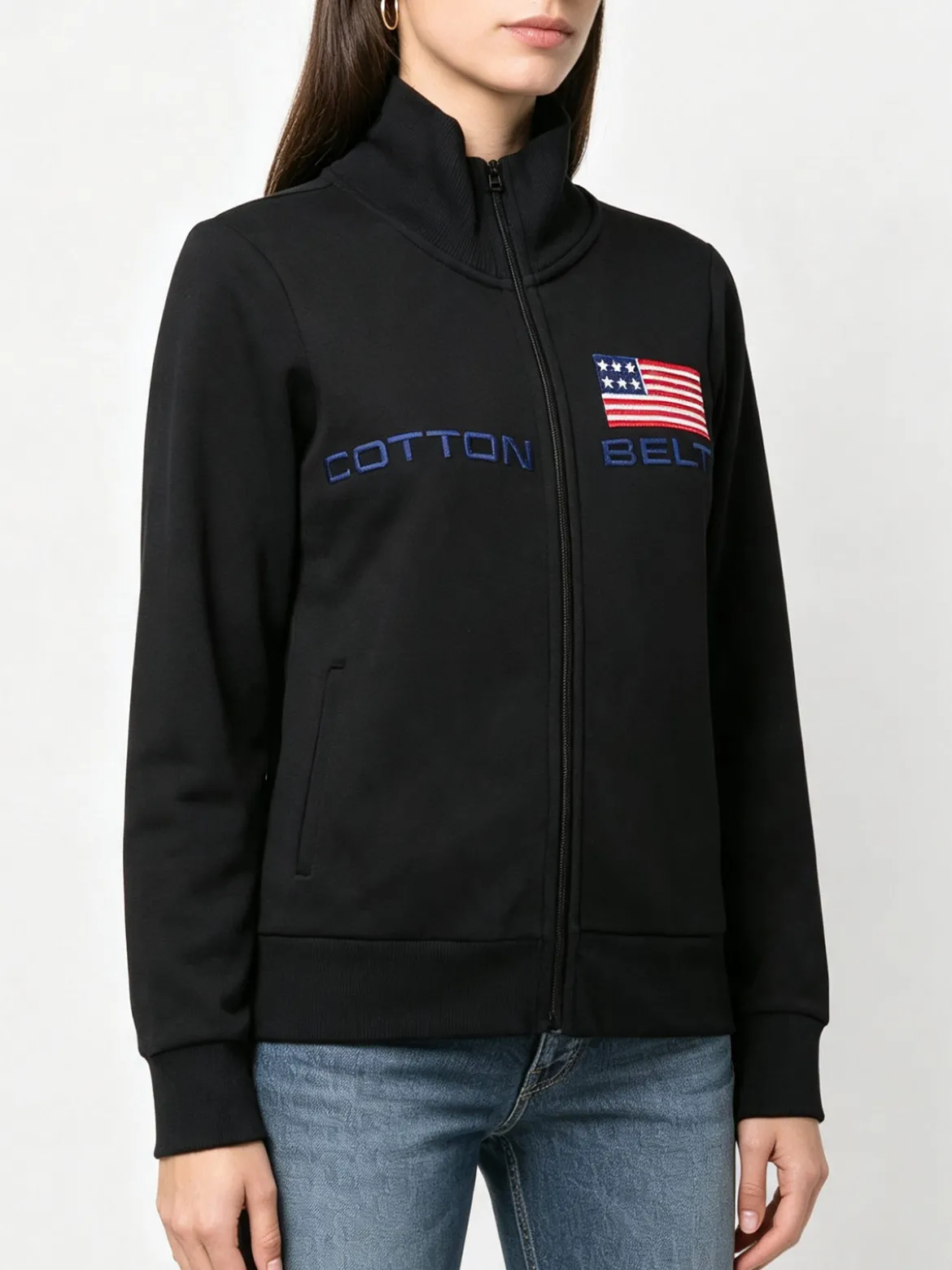 Cotton Belt Felpa pesante da donna con zip