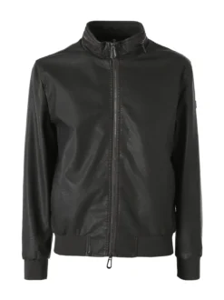 Cotton Belt Giacca in ecopelle da uomo con zip - moro