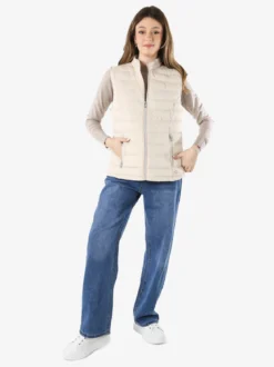 Cotton Belt Gilet imbottito da donna con zip - beige