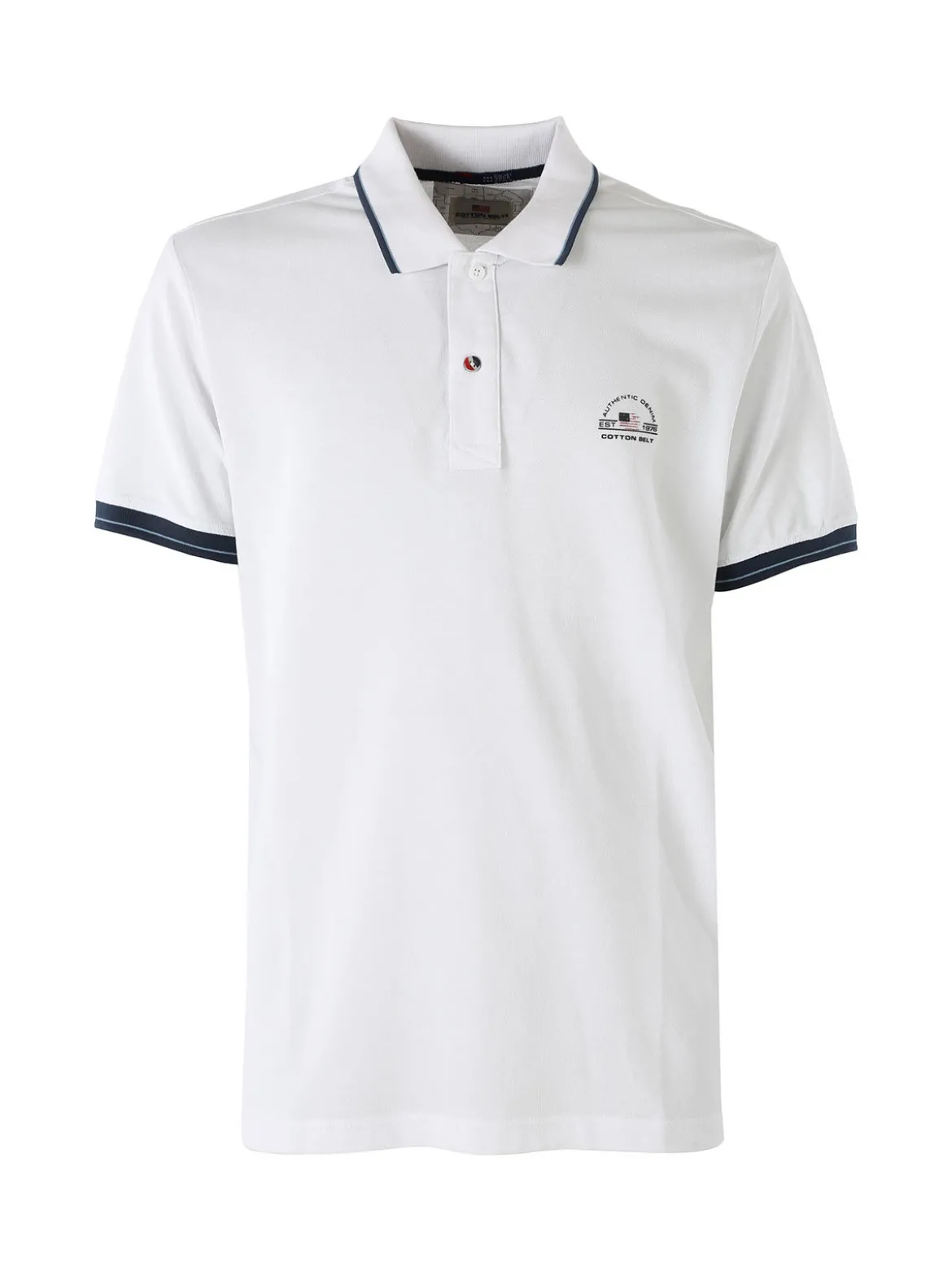 Cotton Belt Polo da uomo in cotone a maniche corte con logo - bianco