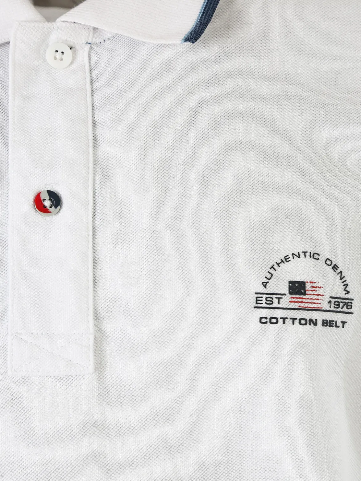 Cotton Belt Polo da uomo in cotone a maniche corte con logo - bianco