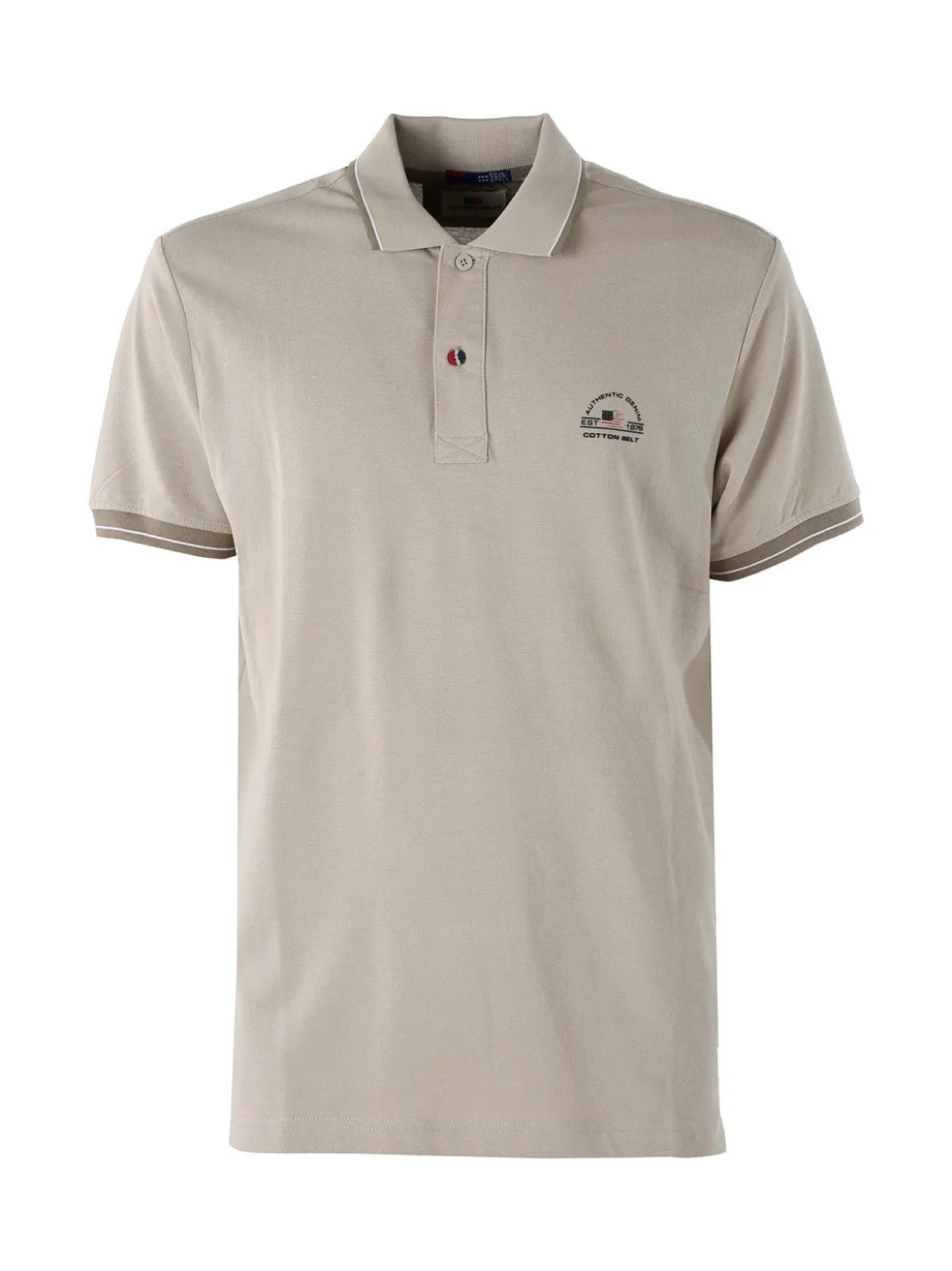 Cotton Belt Polo da uomo in cotone a maniche corte con logo - sabbia