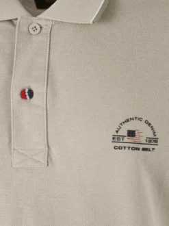 Cotton Belt Polo da uomo in cotone a maniche corte con logo - sabbia