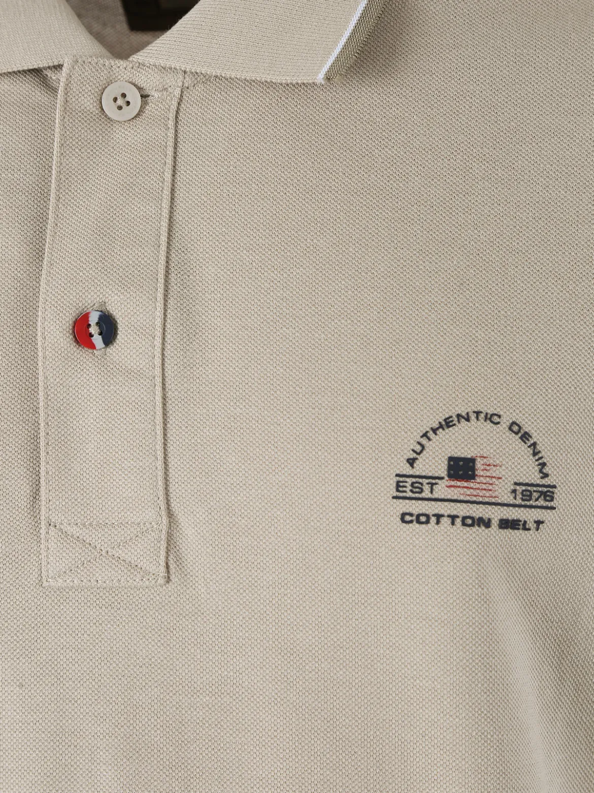 Cotton Belt Polo da uomo in cotone a maniche corte con logo - sabbia