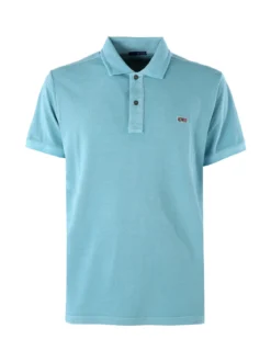 Cotton Belt Polo da uomo in cotone a maniche corte con logo - turchese