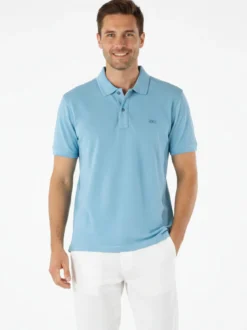 Cotton Belt Polo da uomo in cotone a maniche corte con logo - turchese