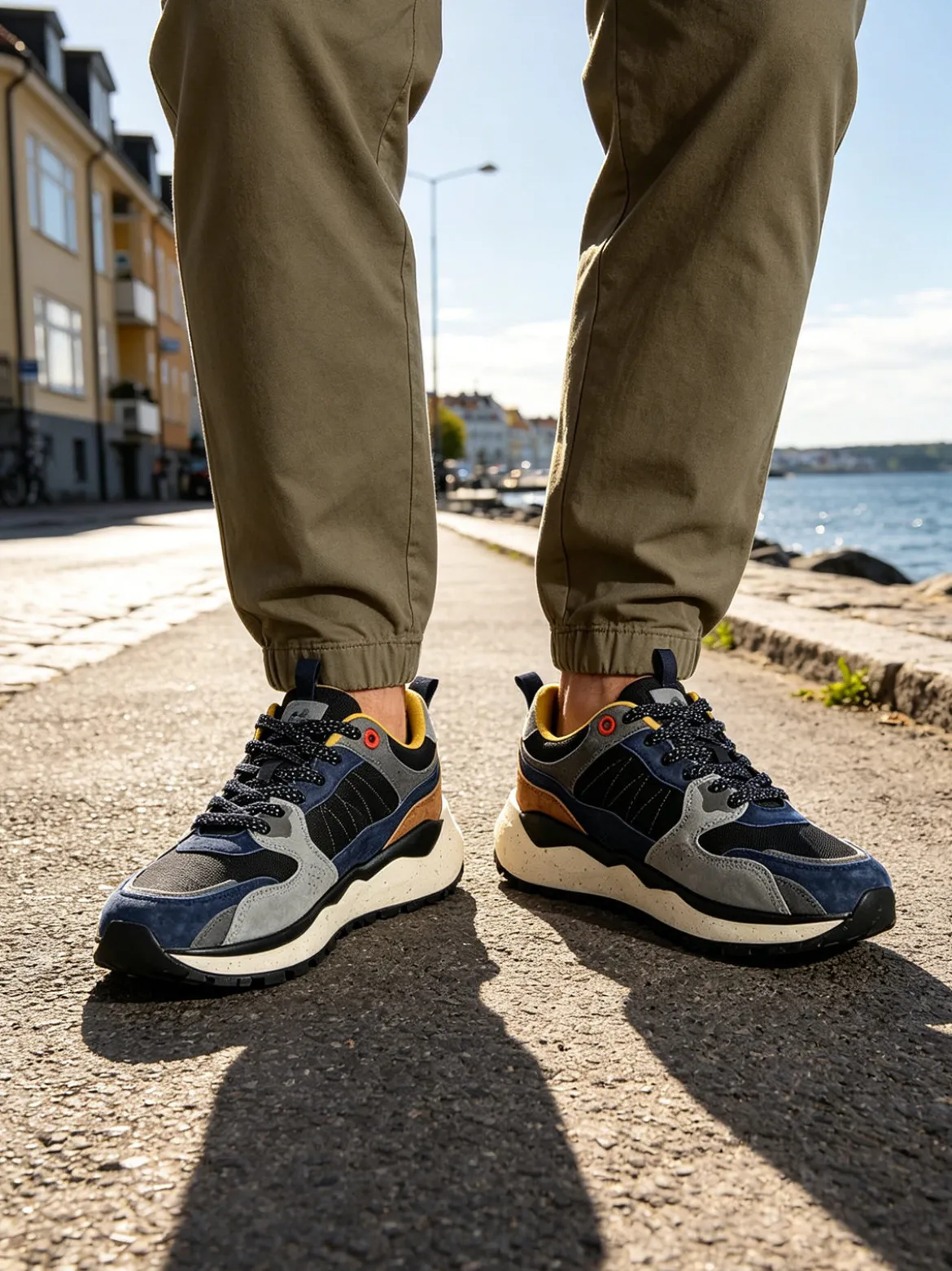 Cotton Belt Sneakers da uomo stringate - blu scuro