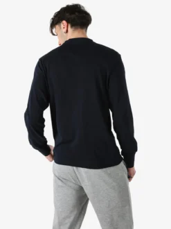 Cotton Belt T-shirt da uomo in cotone a maniche lunghe - blu scuro