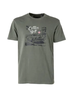 Cotton Belt T-shirt da uomo in cotone con stampa - militare