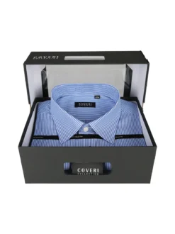Coveri Collection Camicia da uomo a righe regular fit in cotone - cielo