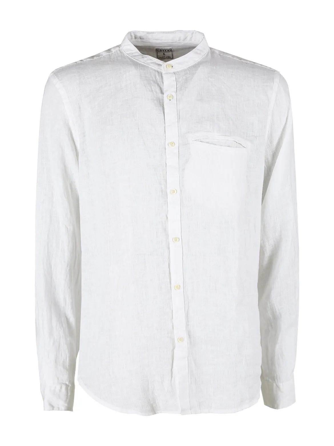 Coveri Collection Camicia in lino da uomo alla coreana con maniche lunghe