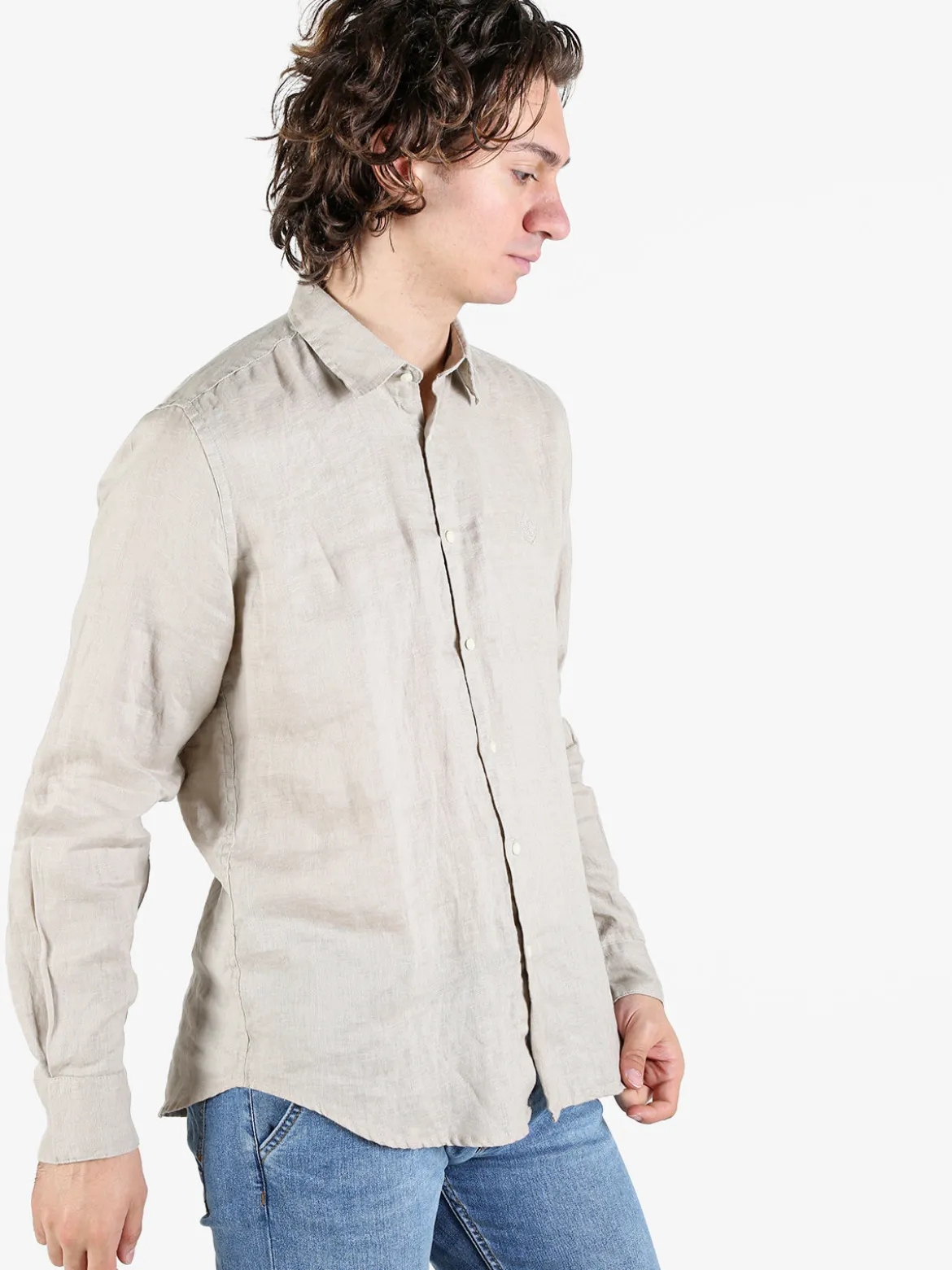 Coveri Collection Camicia in lino da uomo a maniche lunghe