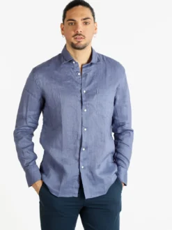 Coveri Collection Camicia regular da uomo in lino con taschino